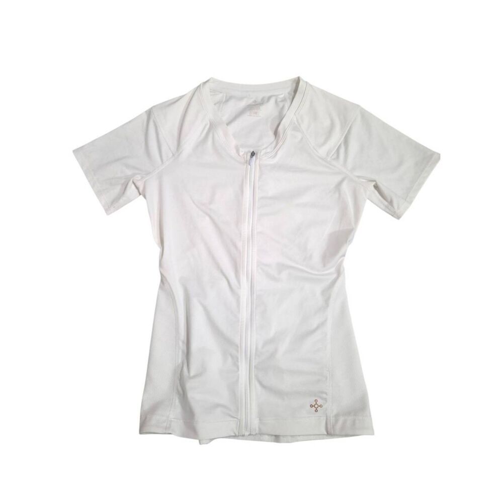 Tommie Copper Women’s Large Full Zip Compression Back Support Shirt White
